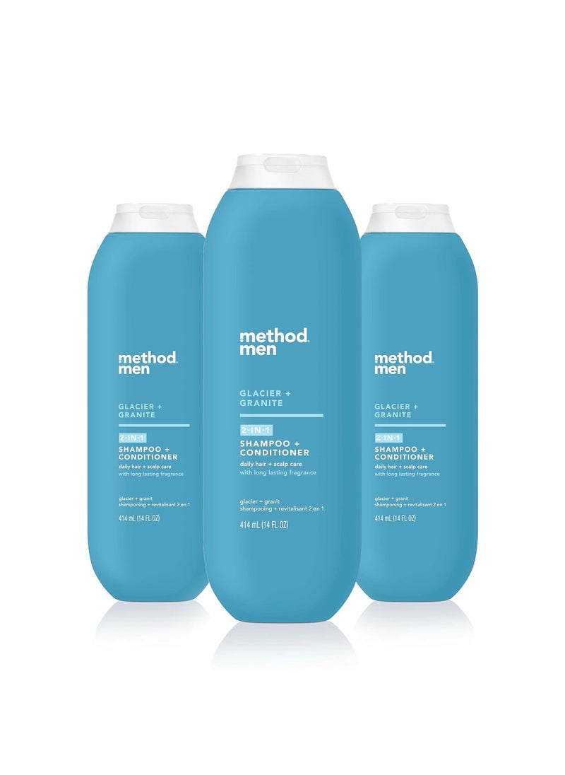 Method Men 2in1 Shampoo  Conditioner Glacier  Granite 14 oz Pack of 3