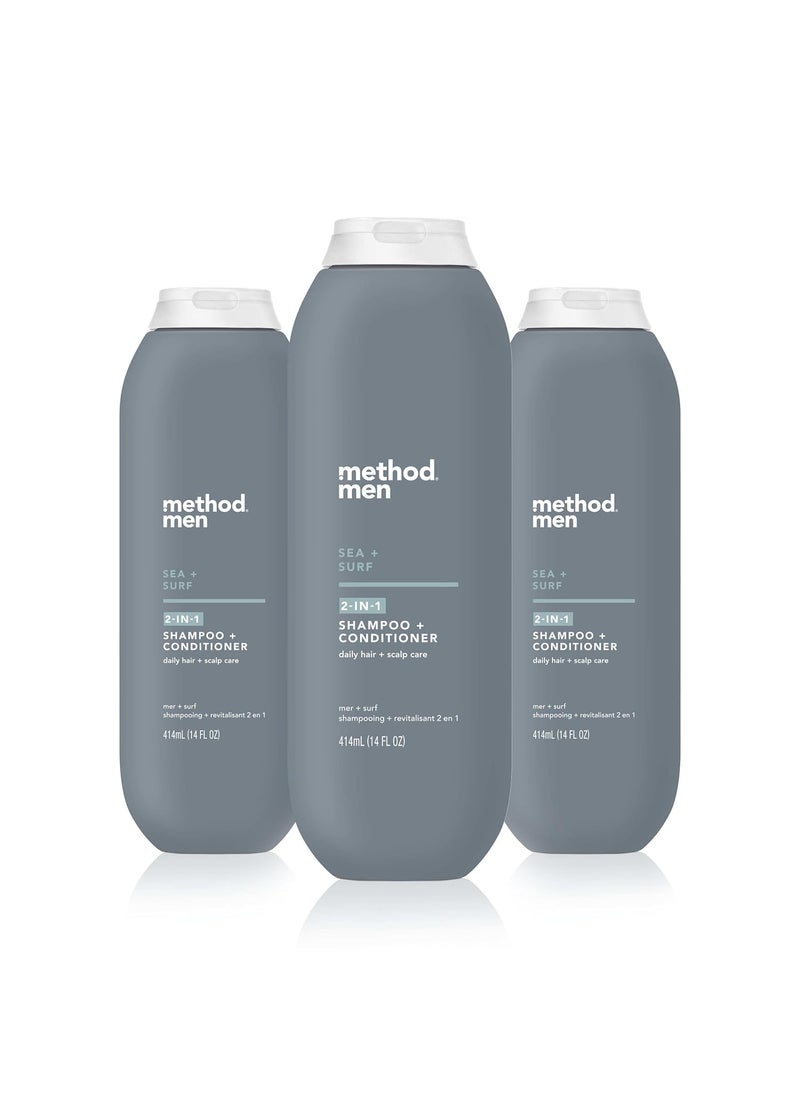 Method Men 2in1 Shampoo  Conditioner Sea  Surf 14 Ounces Pack of 3