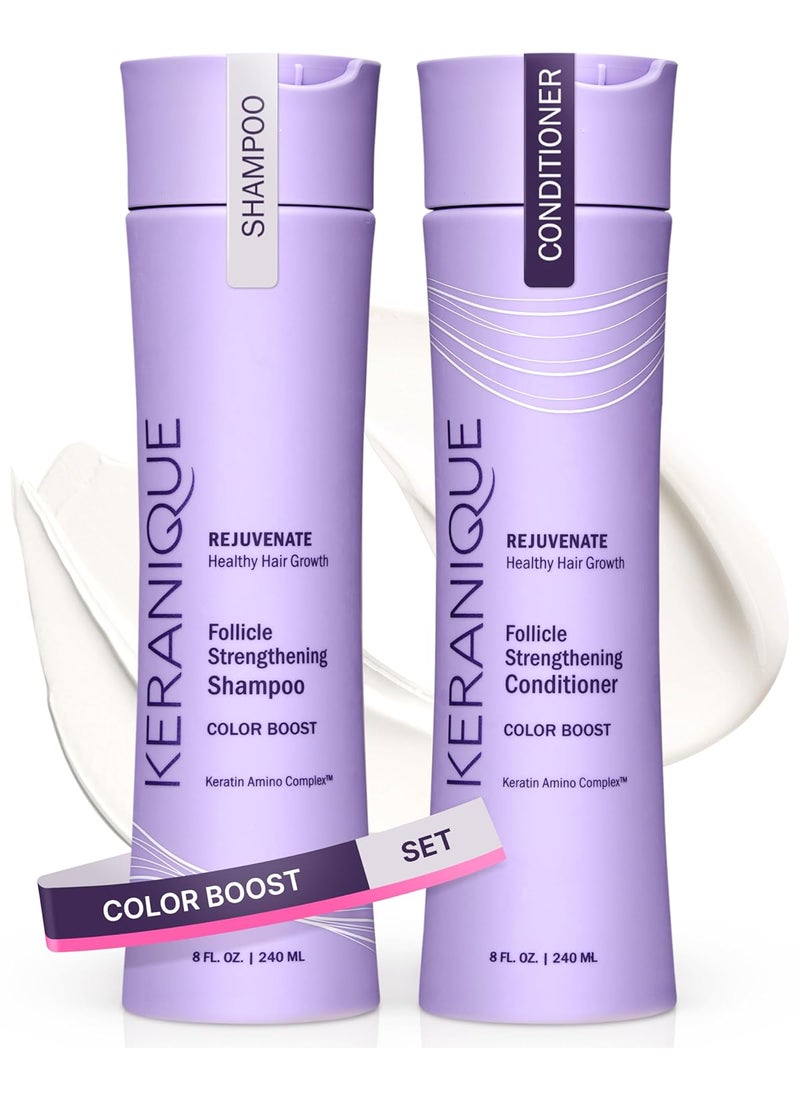 Keranique Color Safe Shampoo and Conditioner  Protect and Extend Color Shampoo and Conditioner for Women with Dry Fine Color Treated Hair  Sulfate Free Set for Colored Hair with UV Protection