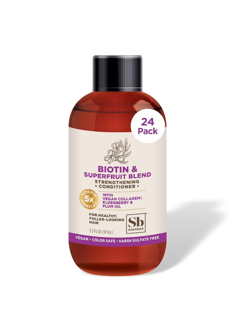 Soapbox Biotin Conditioner Travel Size Biotin  Collagen Super Fruit Bulk Pack Travel Toiletries  Volumizing  Softening Conditioner to Promote Hair Growth Strength 24Pack 33 oz Each