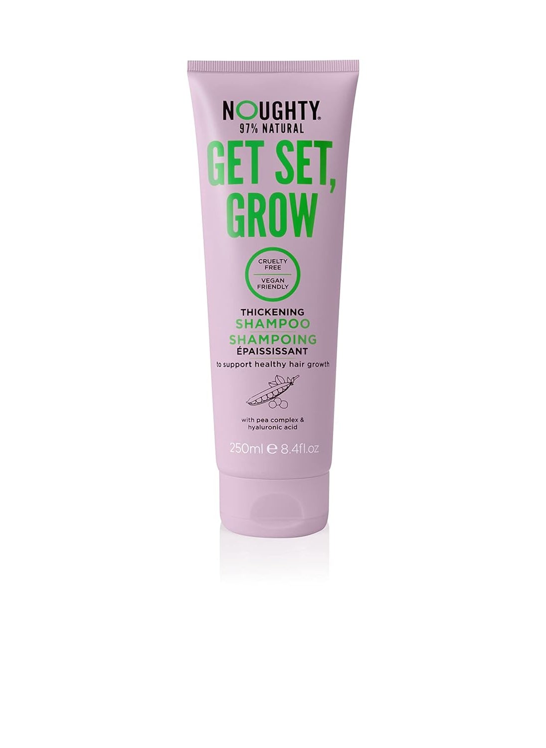 Noughty Get Set Grow Hair Growth Shampoo Vegan Thickening Regrowth Repair Volumizing Hair Products No Sulfates No Parabens with Pea and Coffee Extract 250 ml 84 fl oz