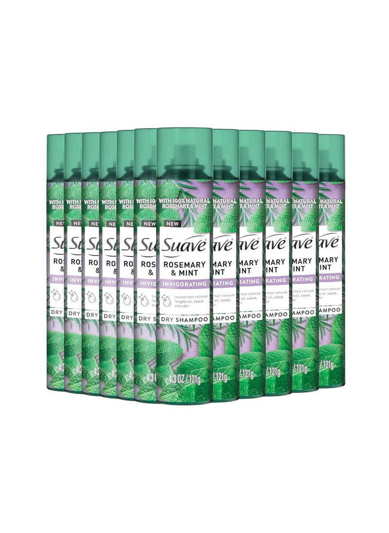 Suave Rosemary  Mint Invigorating Dry Shampoo Infused with 100 Natural Ingredients for Instantly Reviving Oily Hair 43 oz 12 Pack