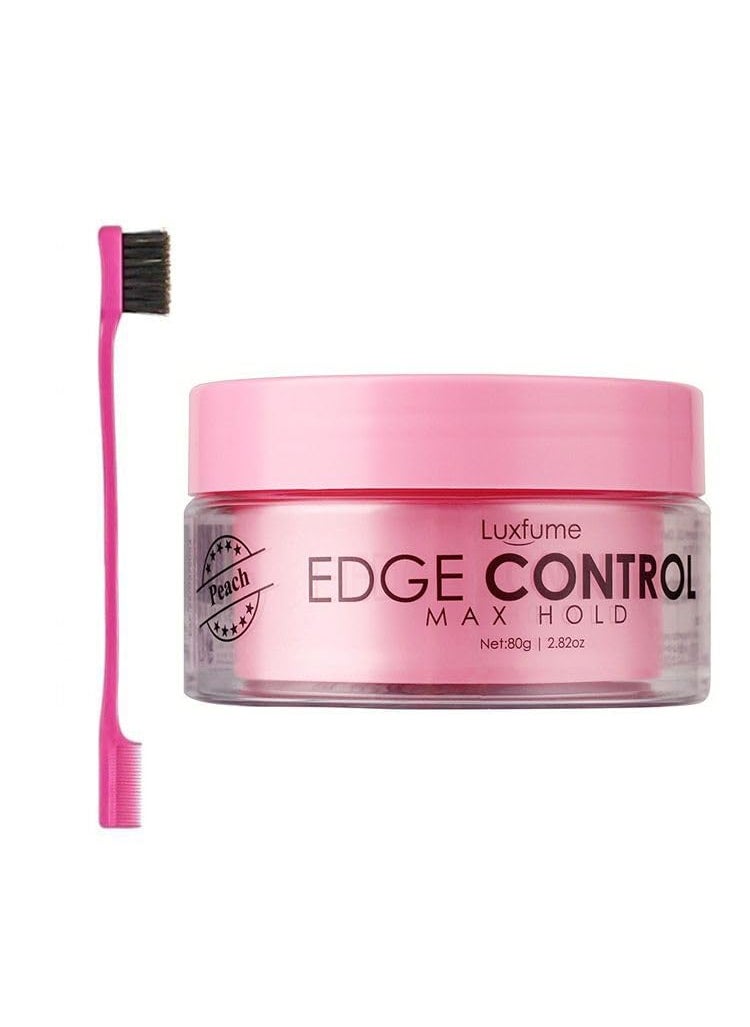 Maximum Hold Luxfume AntiFrizz Edge Control Hair Wax NonFlaking Natural Styling With Styling Brush MAX HOLD Peach Scented Flavor