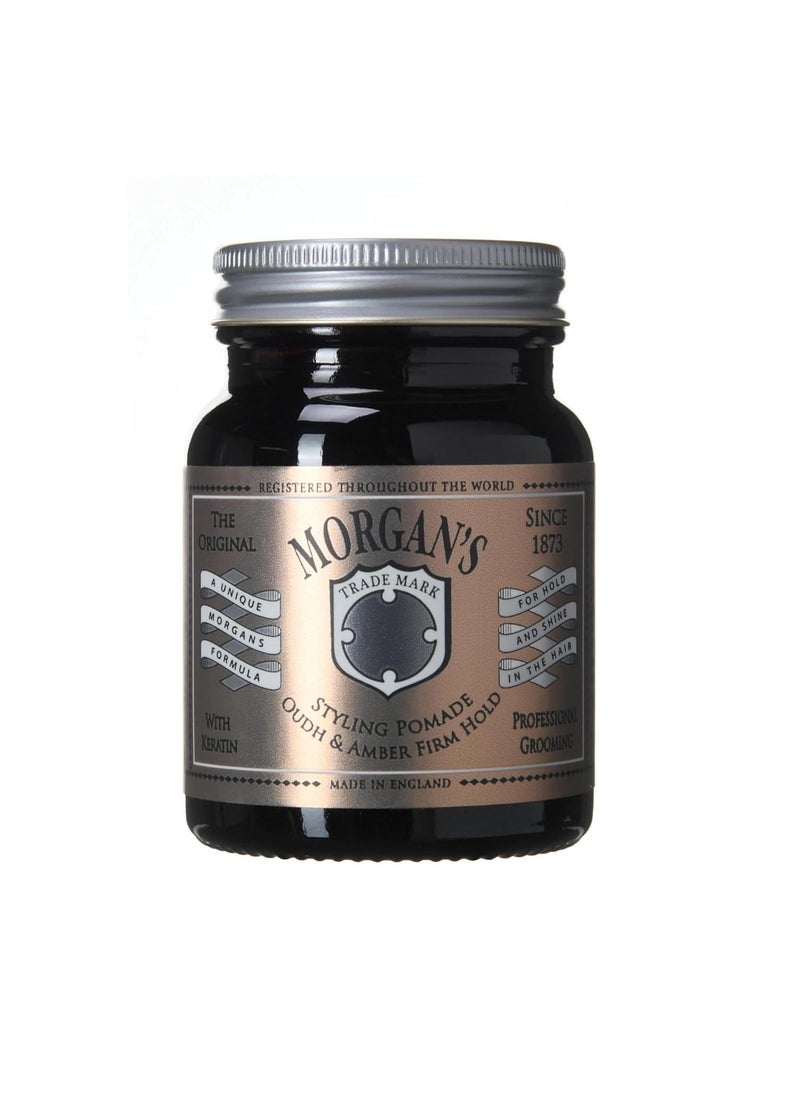Morgans Pomade Hair Styling Pomade for Men Medium Shine and Strong Hold for All Hair Types Enriched with Keratin Oudh and Amber Fragrance 353 oz