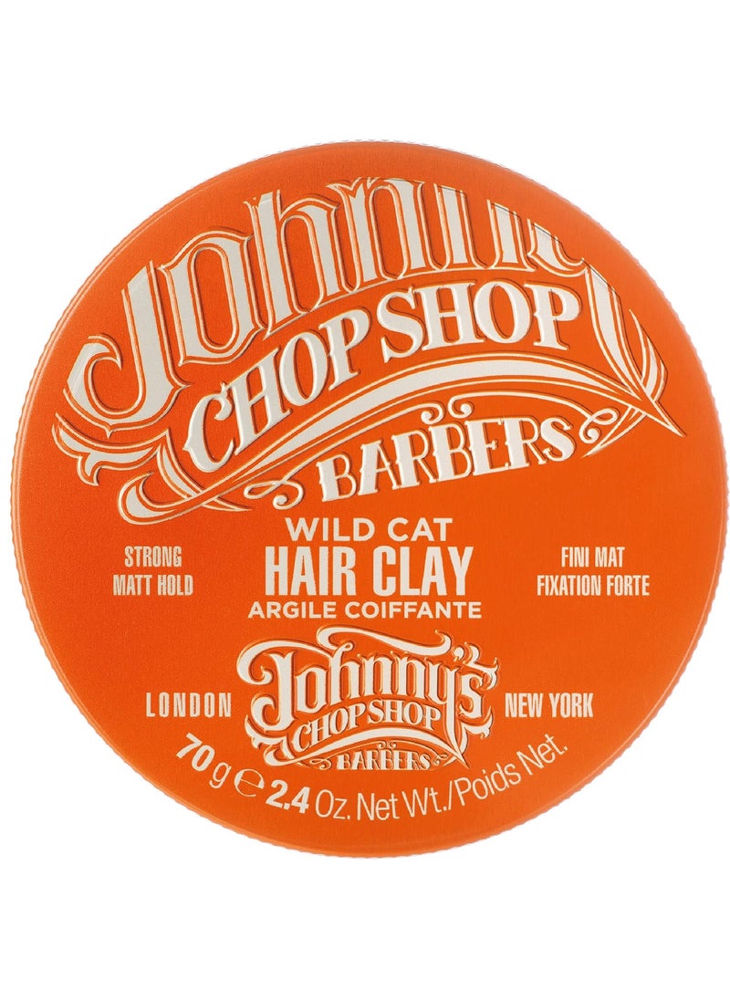 Johnnys Chop Shop Mens Ultimate Wild Cat Hair ClayStyling Strong Hold Molding Matte Finish Natural Look Non Greasy Reworkable 246 oz Pack of 1