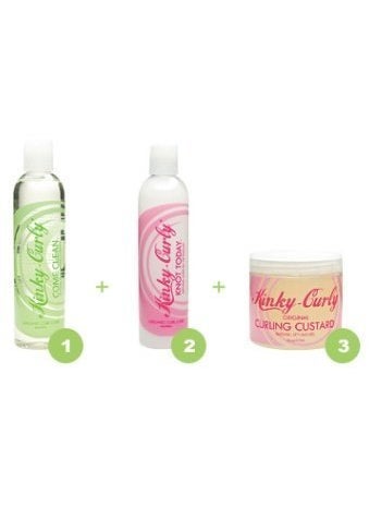 Kinky Curly Combo Come Clean 8oz  Knot Today 8oz  Curling Custard 8oz