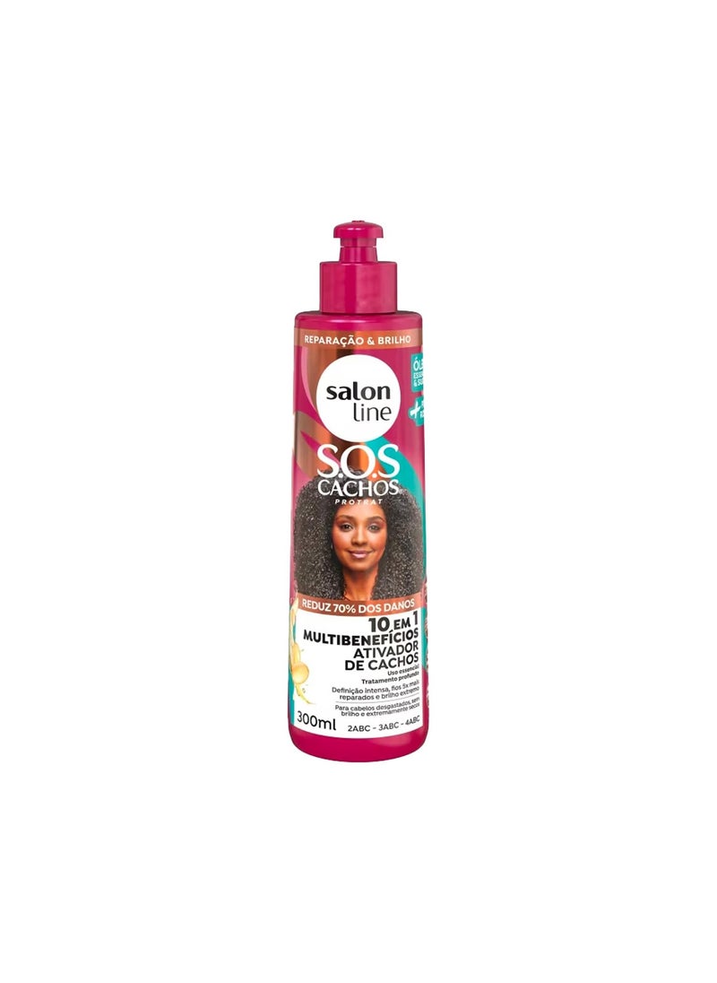 Salon Line  Linha SOS Cachos  Poderosos  Ativador de Cachos 10 em 1 Multibeneficios 300 Ml  SOS Curls  Powerful  Curl Activator 10 in 1 Multibenefits 1014 Fl Oz