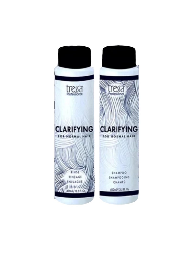 Tressa Professional Clarifying Deep Cleansing Color Safe Formula Removes Dulling Deposits  Product Build Up Brightens Highlighted Bleached  Gray Hair For All Hair Types 135 Fl Oz DUO