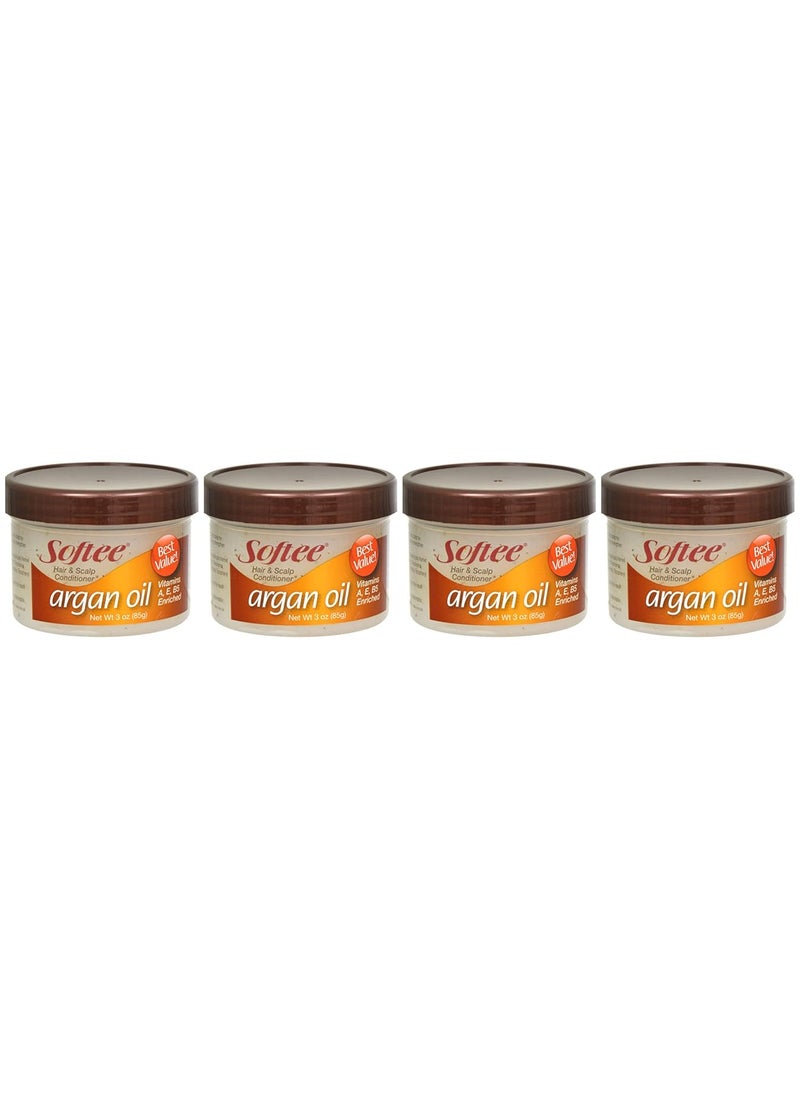 Lot of 4 jars of Softee Argan Oil Hair  Scalp Conditioner 3 ozeach jar