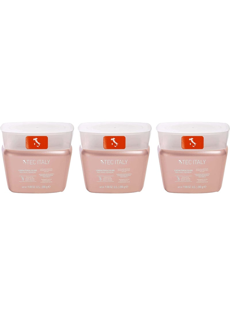 3x Tec Italy Hair Color Care Dimension Lumina Forza Colore RojoRed  280 g
