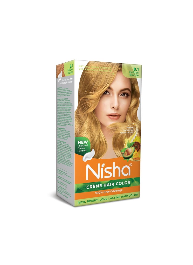 Nisha Creme Permanent Hair Color 100 percent Gray Coverage Hair Dye Pack of 6 Golden Blonde Vegan and CrueltyFree Permanent Hair Color