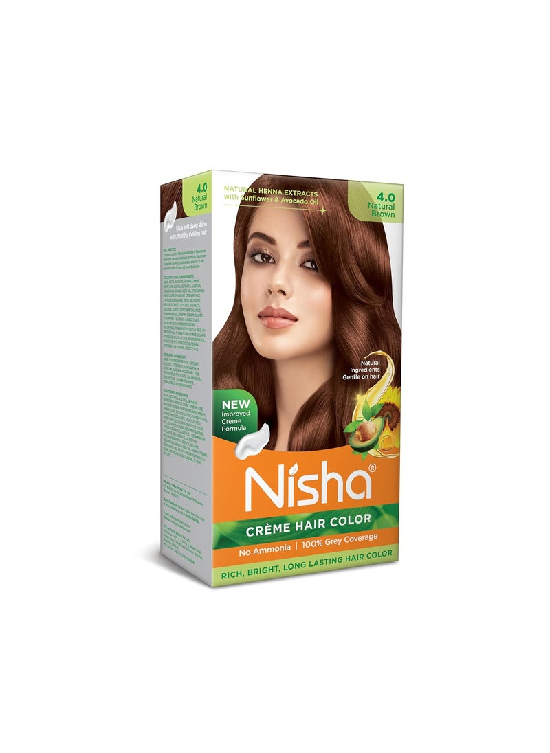 Nisha Creme Permanent Hair Color 100 percent Gray Coverage Hair Dye Pack of 6 Natural Brown Vegan and CrueltyFree Permanent Hair Color