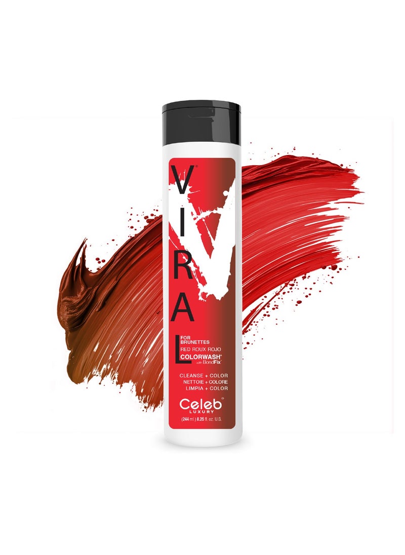 Red Hair Color Depositing Colorwash Red Viral Shampoo for Brunettes and Brown Hair  Bondfix Bond Rebuilder Semi Permanent Hair Color Vegan Hair Dye by Celeb Luxury