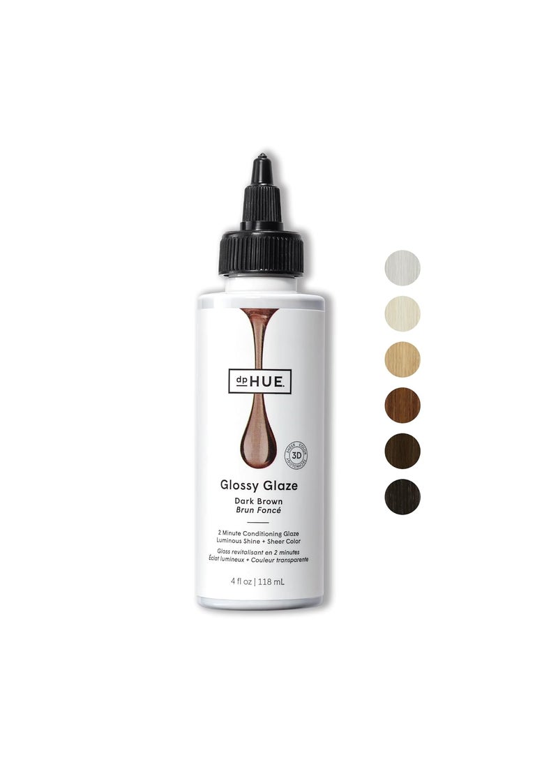 dpHUE Glossy Glaze Dark Brown  4 fl oz  InShower Conditioning Glaze for Luminous Shine  Sheer Color  Paraben SLS  SLES Sulfate Free  Leaping Bunny Certified