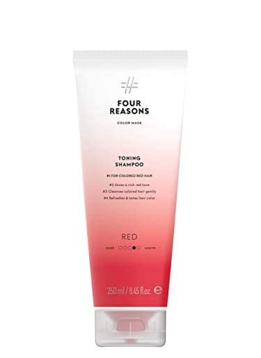 FOUR REASONS Hair Color Shampoo 8 Colors  Sulfate Free Red Hair Toner  Color Depositing Shampoo for Color Treated Hair Vegan 845 Fl Oz Red