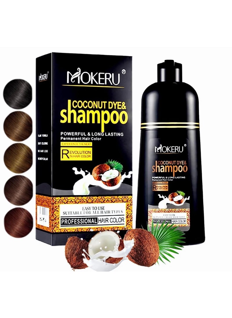 MOKERU Professional Argan COCONUT Oil Hair Dye Color Shampoo 500 ML Light Brown