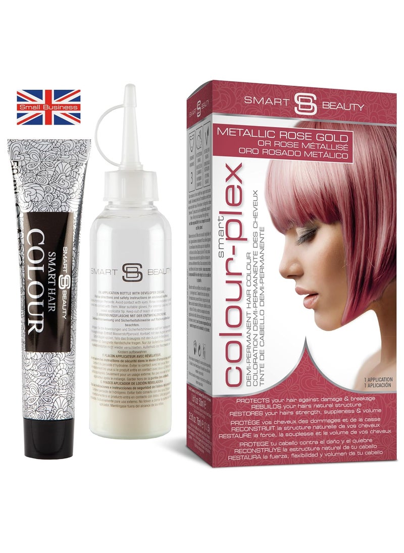 Metallic Rose Gold Hair Dye DemiPermanent Toner for Bleached Hair AntiBreakage Plex Hair Care Vegan Hair Dye CrueltyFree 100 Grey Coverage Rose Hair Color All Hair Types by Smart Beauty