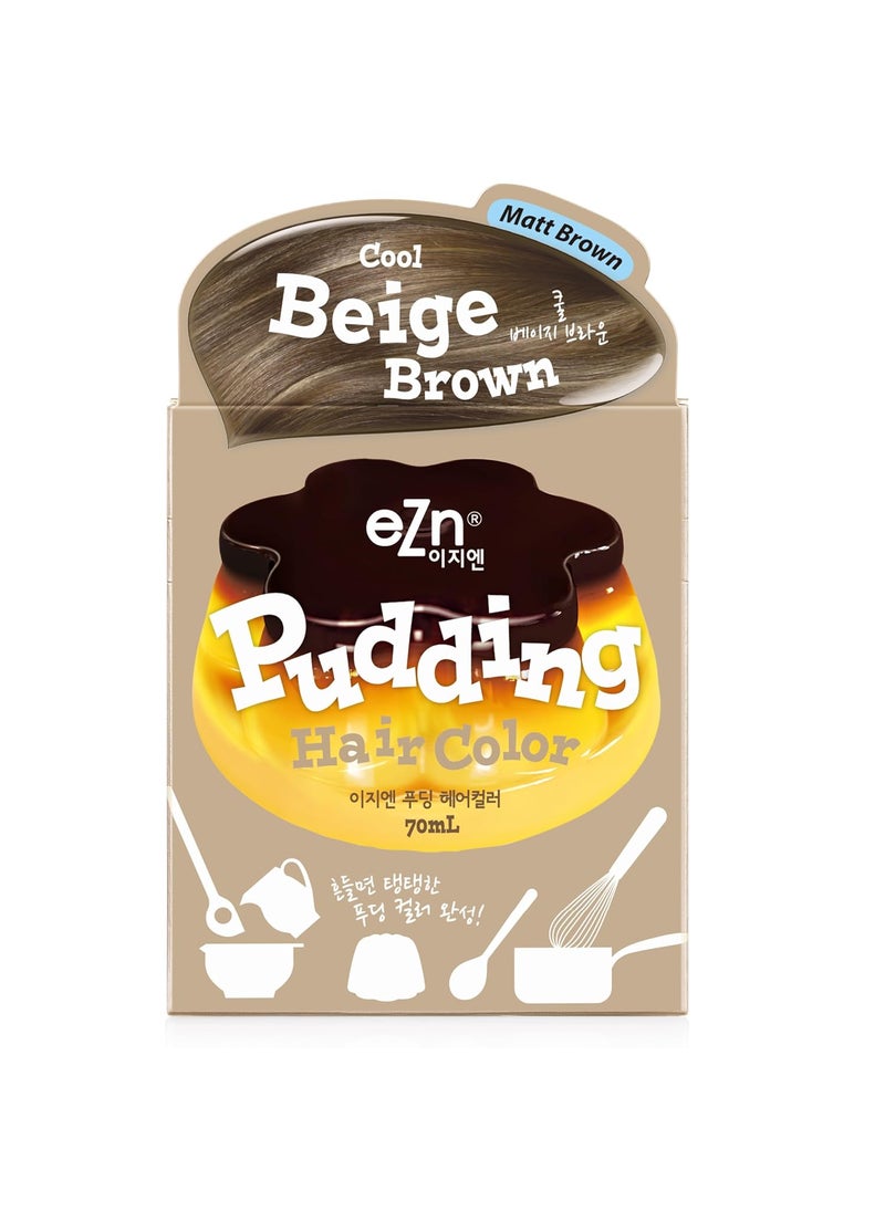eZn Pudding Hair Dye Ammonia Free SemiPermanent Self Hair Dye DIY Kit included contain Keratin Made in Korea Beauty Cool Beige Brown