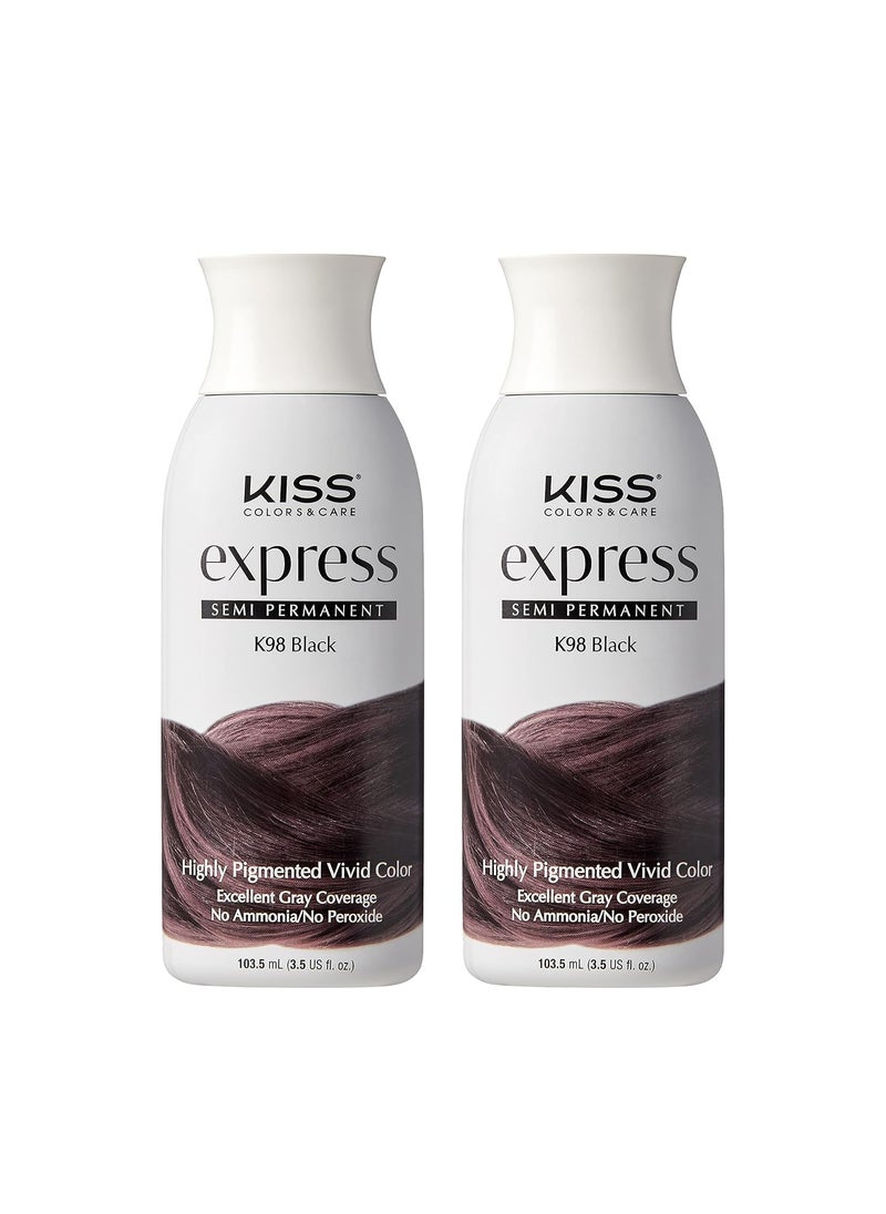 Kiss Express SemiPermanent Hair Color 100mL 35 US floz 2 Count Black