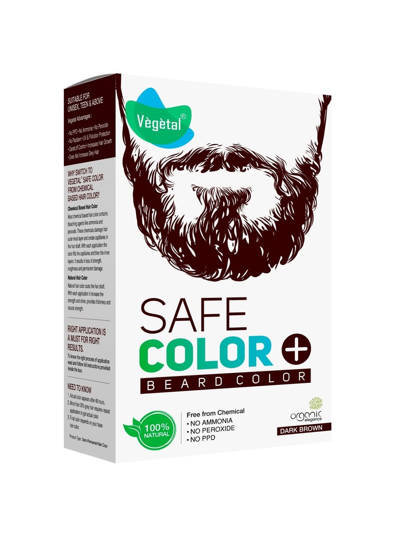 Vegetal Safe Color Dark Brown 25gm  Certified Organic Allergy Free Bio Natural Beard Hair Color with No Ammonia Formula for Men