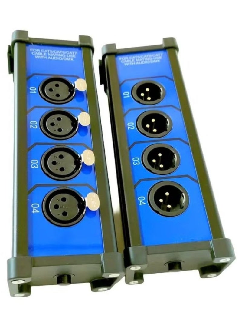 Professional XLR Audio Cable Tester -– 4-Channel, Dual-Sided  Testing Box, Blue and Black Male and Female Connectors for Audio Cables