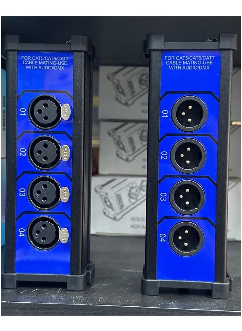 Professional XLR Audio Cable Tester -– 4-Channel, Dual-Sided  Testing Box, Blue and Black Male and Female Connectors for Audio Cables