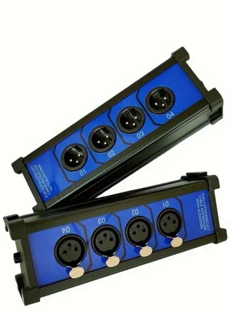 Professional XLR Audio Cable Tester -– 4-Channel, Dual-Sided  Testing Box, Blue and Black Male and Female Connectors for Audio Cables