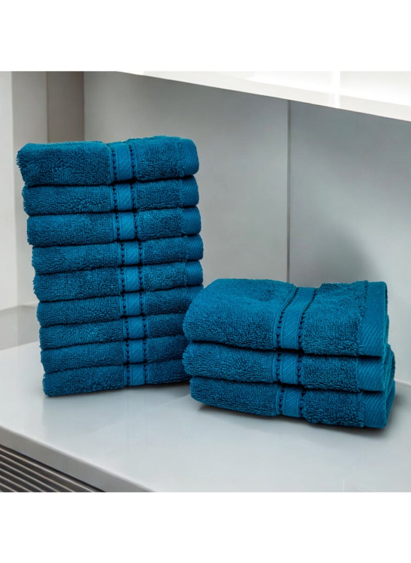Kassino Jumbo Face Towel (12 Pack, 33x33 cm) - 580 GSM Large Face Towels,100% Combed Cotton, Soft & Quick-Dry Towels, Highly Absorbent, Double Stitched Hotel Quality Towels | Petrol