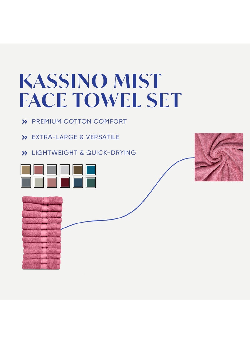 Kassino Jumbo Face Towel (12 Pack, 33x33 cm) - 580 GSM Large Face Towels,100% Combed Cotton, Soft & Quick-Dry Towels, Highly Absorbent, Double Stitched Hotel Quality Towels | Apricot