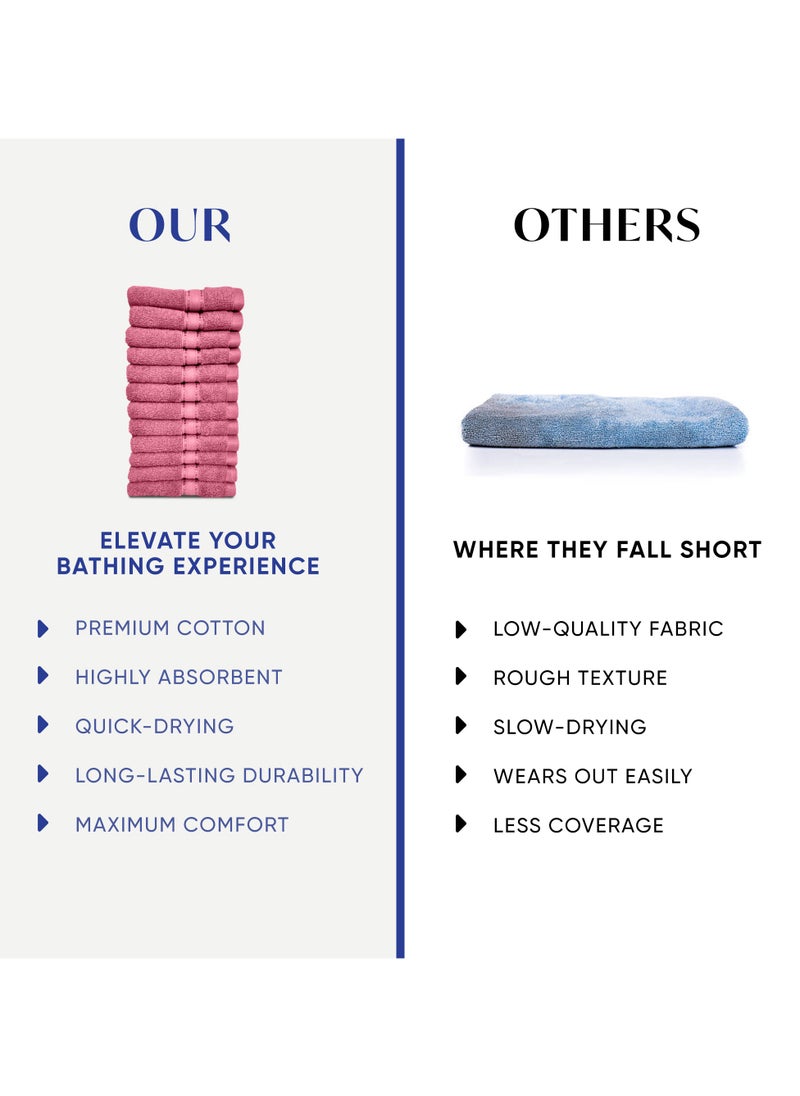 Kassino Jumbo Face Towel (12 Pack, 33x33 cm) - 580 GSM Large Face Towels,100% Combed Cotton, Soft & Quick-Dry Towels, Highly Absorbent, Double Stitched Hotel Quality Towels | Apricot