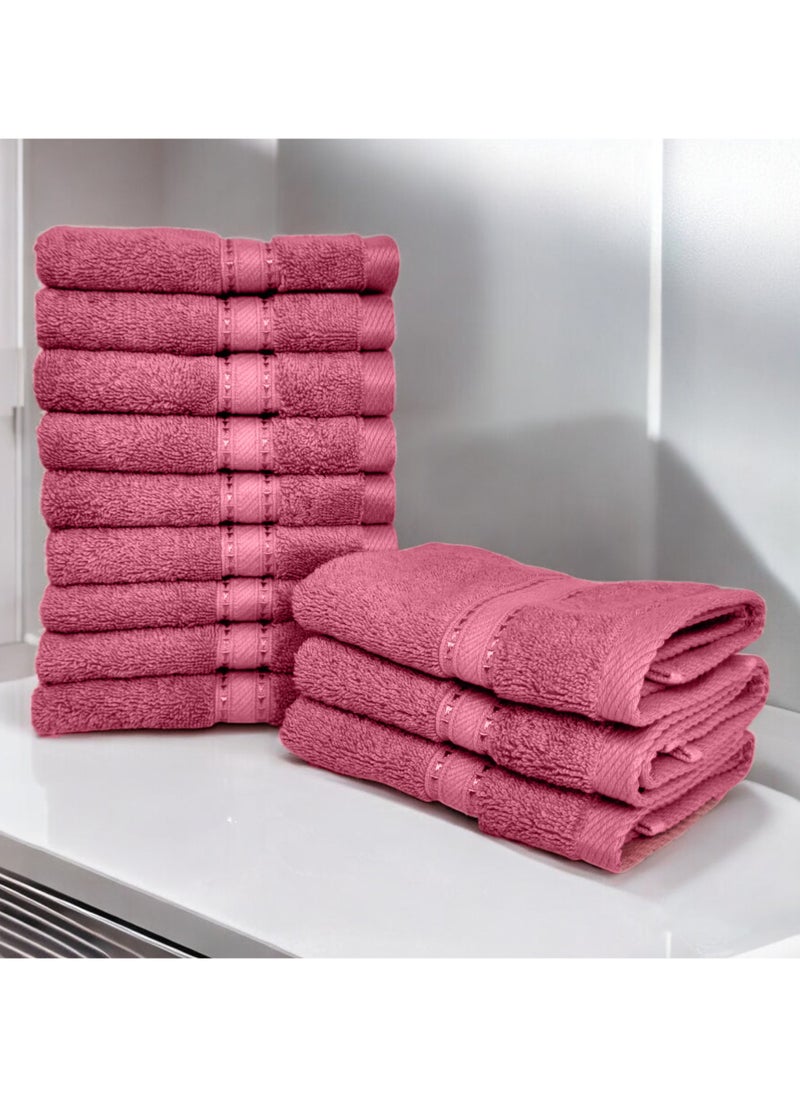 Kassino Jumbo Face Towel (12 Pack, 33x33 cm) - 580 GSM Large Face Towels,100% Combed Cotton, Soft & Quick-Dry Towels, Highly Absorbent, Double Stitched Hotel Quality Towels | Apricot