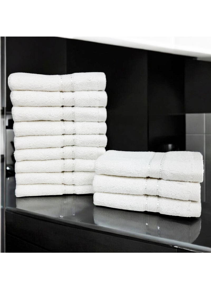Kassino Jumbo Face Towel (12 Pack, 33x33 cm) - 580 GSM Large Face Towels,100% Combed Cotton, Soft & Quick-Dry Towels, Highly Absorbent, Double Stitched Hotel Quality Towels | White