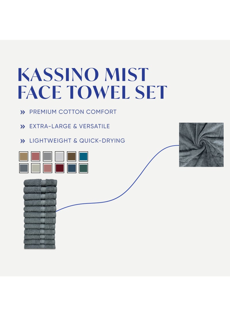 Kassino Jumbo Face Towel (12 Pack, 33x33 cm) - 580 GSM Large Face Towels,100% Combed Cotton, Soft & Quick-Dry Towels, Highly Absorbent, Double Stitched Hotel Quality Towels | Monument