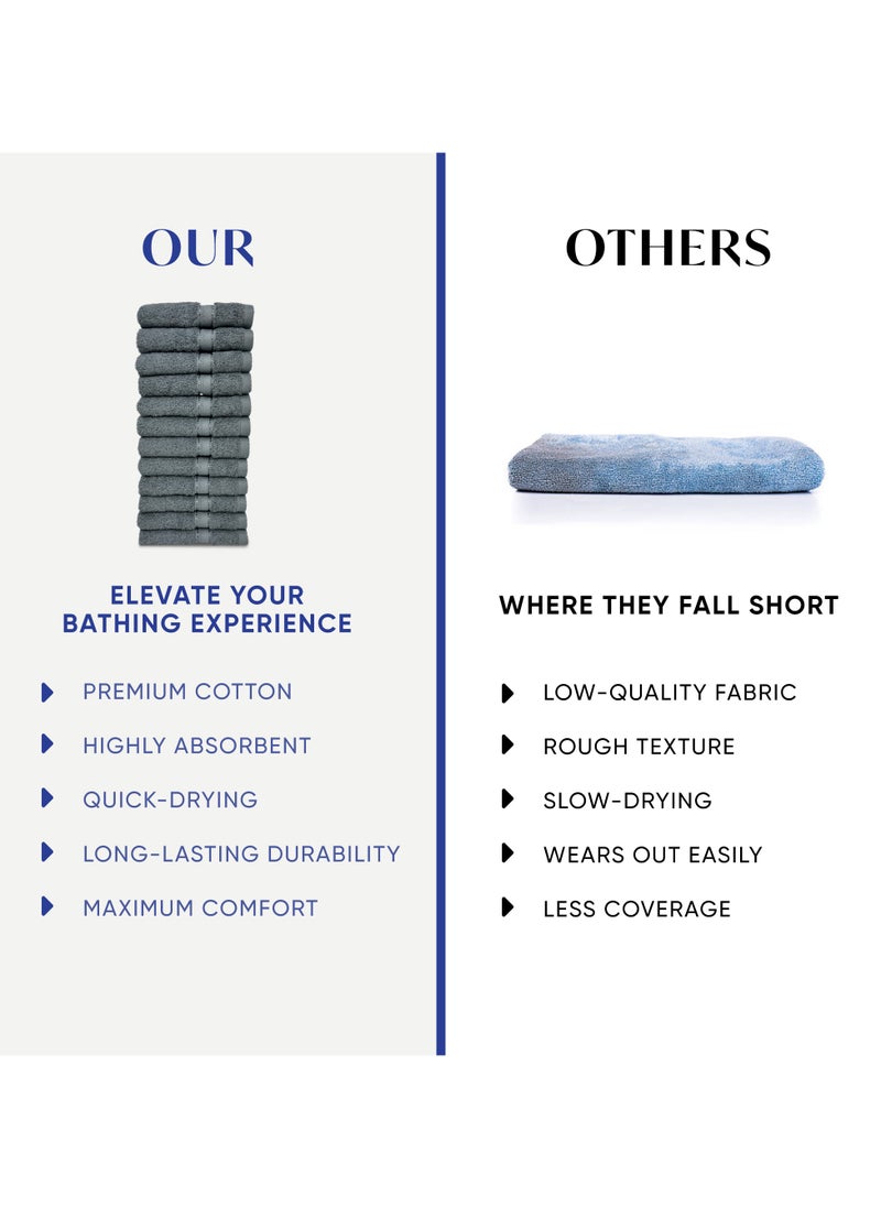 Kassino Jumbo Face Towel (12 Pack, 33x33 cm) - 580 GSM Large Face Towels,100% Combed Cotton, Soft & Quick-Dry Towels, Highly Absorbent, Double Stitched Hotel Quality Towels | Monument