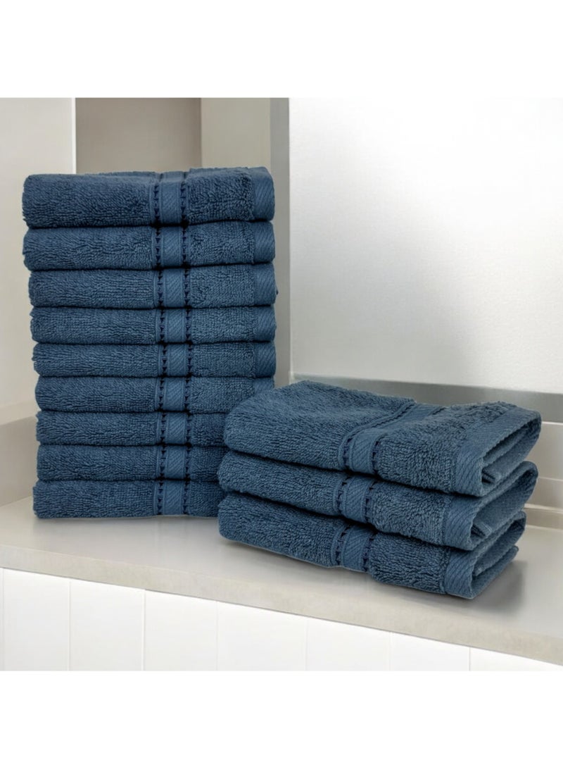 Kassino Jumbo Face Towel (12 Pack, 33x33 cm) - 580 GSM Large Face Towels,100% Combed Cotton, Soft & Quick-Dry Towels, Highly Absorbent, Double Stitched Hotel Quality Towels | China Blue