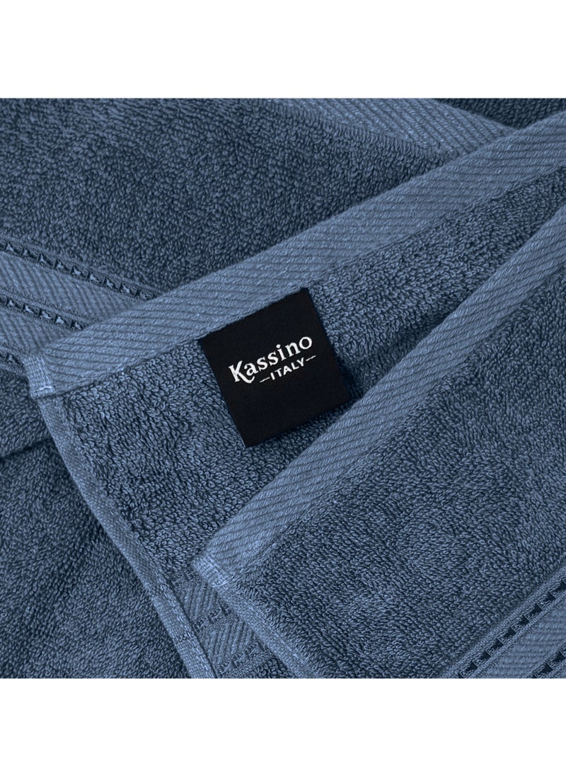 Kassino Jumbo Face Towel (12 Pack, 33x33 cm) - 580 GSM Large Face Towels,100% Combed Cotton, Soft & Quick-Dry Towels, Highly Absorbent, Double Stitched Hotel Quality Towels | China Blue