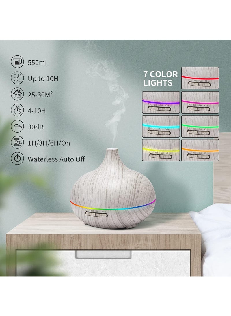 550ML White Aroma diffusers for Essential Oil Large Room,Essential Oils Aromatherapy Diffuser Cool Mist humidifier with Ambient Light u0026 3 Timer,Waterless Auto Off Diffuser Vaporizers for Home Kids
