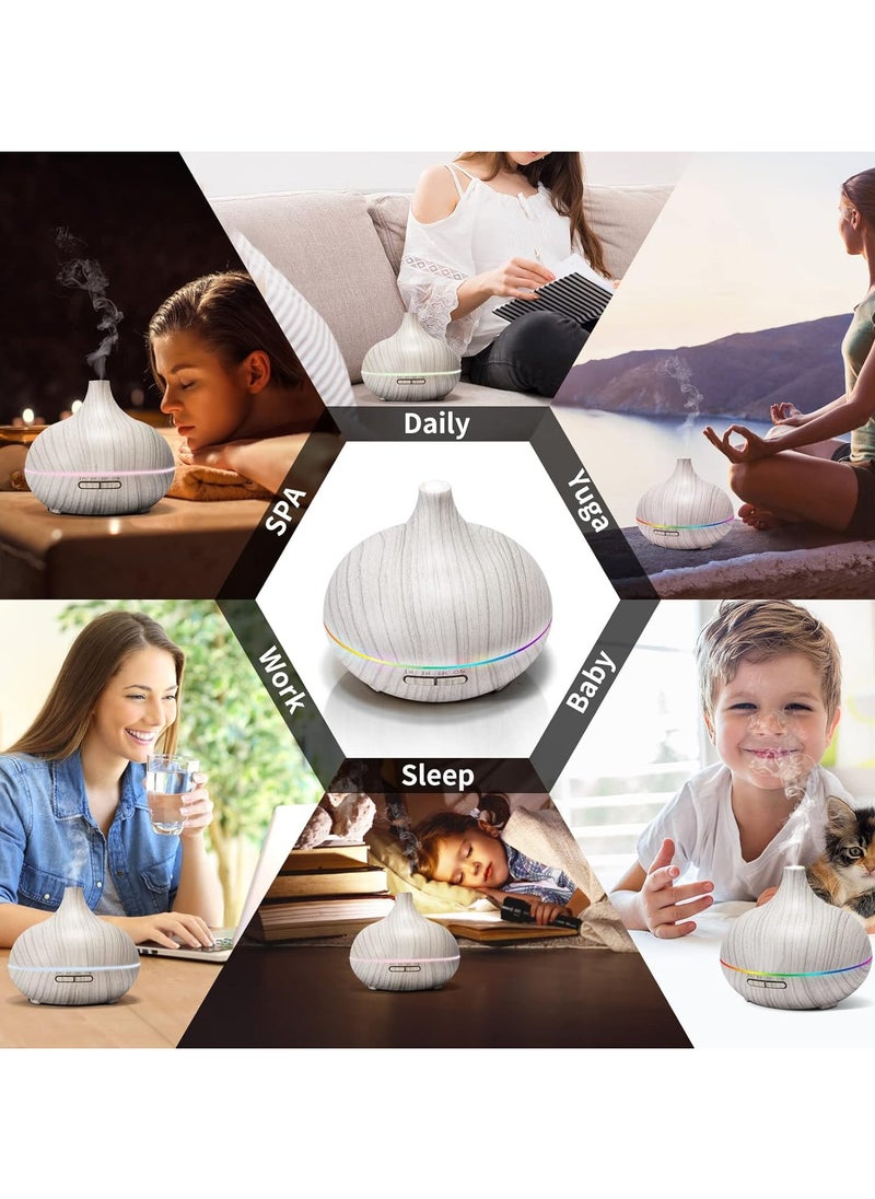 550ML White Aroma diffusers for Essential Oil Large Room,Essential Oils Aromatherapy Diffuser Cool Mist humidifier with Ambient Light u0026 3 Timer,Waterless Auto Off Diffuser Vaporizers for Home Kids