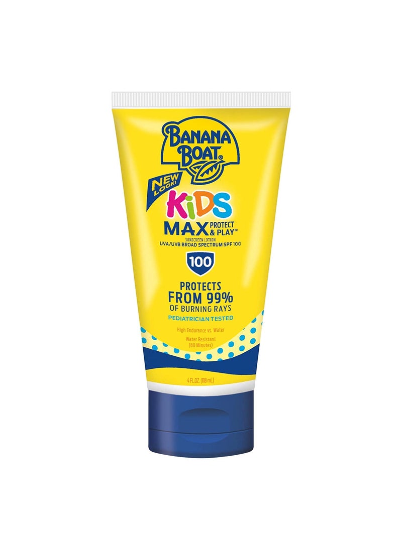 Banana Boat SPF100 Kids Max Protect  Play Lotion 4 Ounce Pack of 3