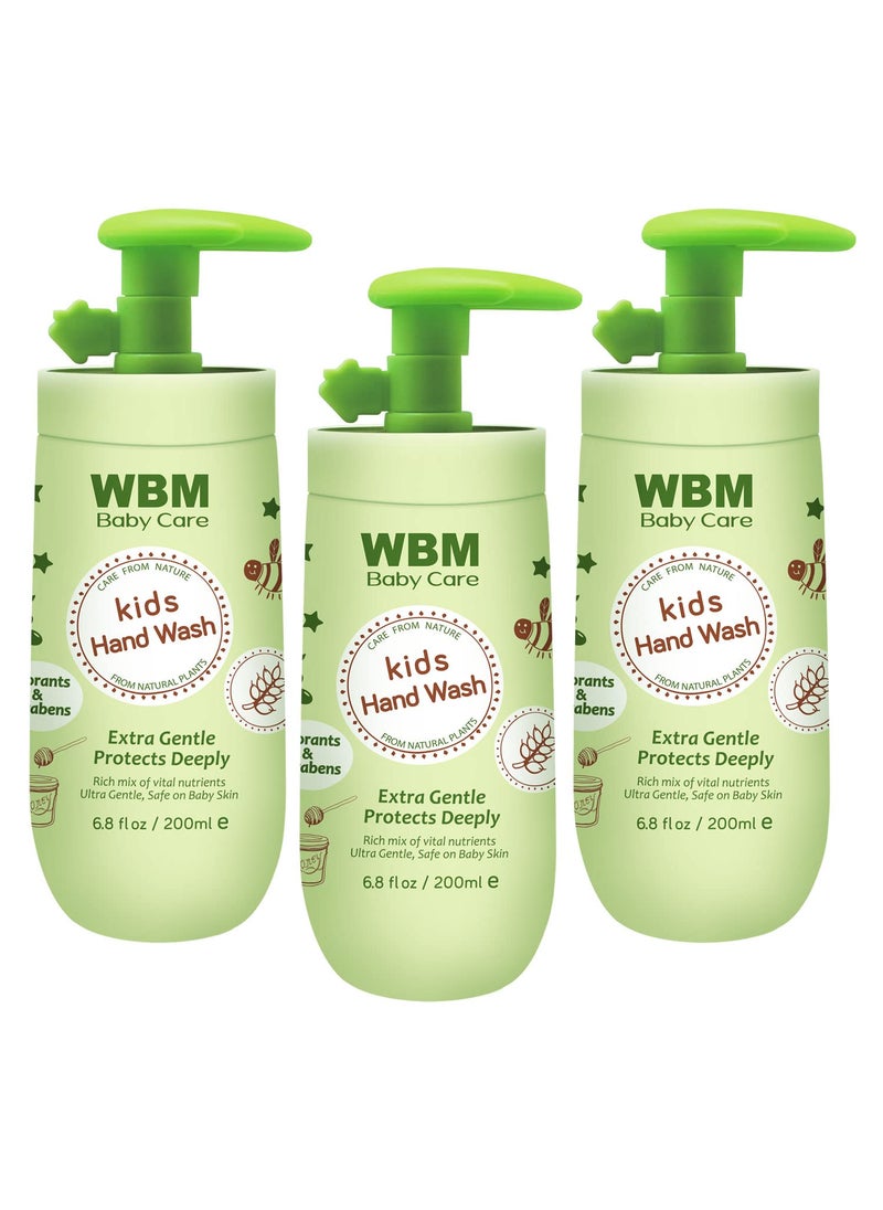 WBM Care Baby Natural Liquid Hand Soap 68 oz Pack of 3  Gentle Hand Wash with Honey Wheatgerm  Organic Olive Oil  Moisturizing NonToxic Safe for Sensitive Skin
