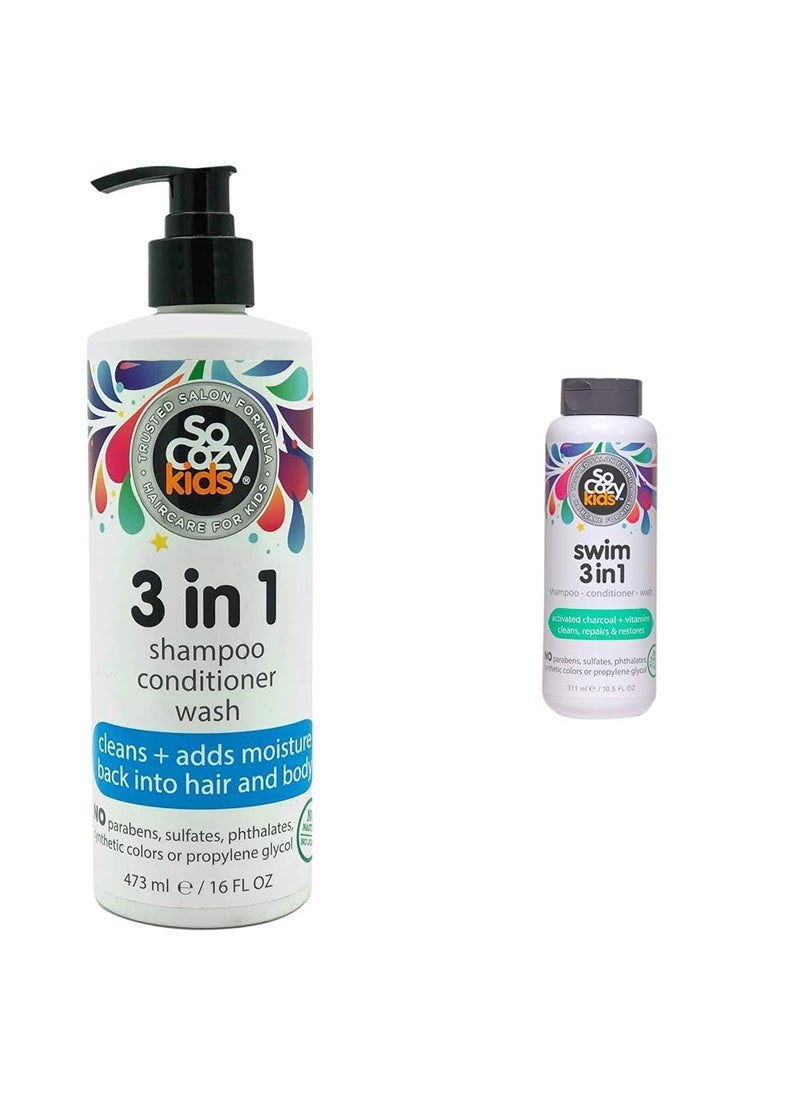 SoCozy 3in1 Shampoo  Conditioner  Body Wash For Kids Hair Cleans and Adds Moisture Back  SoCozy Kids Swim 3in1 Shampoo