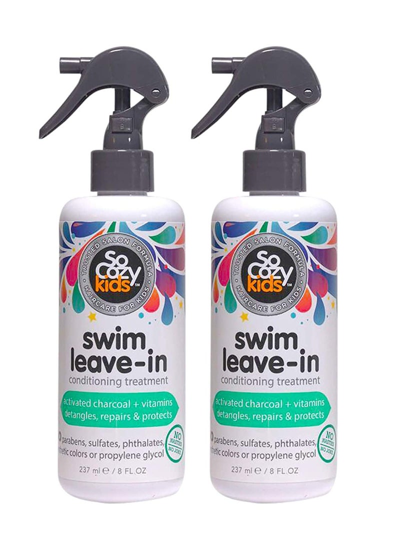 SoCozy Swim 2in1 Leave In Conditioner Spray  Treatment for Kids Hair 8 Fl Oz Pack Of 2 Protects  Repairs Pool Sun  Salt Damaged Hair Activated Charcoal Vitamin B5  Sunflower Seed Extract