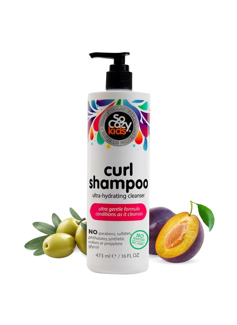 SoCozy Curl Shampoo for Kids Curly Hair 16 Fl Oz Pump Gentle Hydrating Cleanser Helps Improve Elasticity Reduce Breakage  Frizz with Keratin Plum Seed Oil  Olive Oil Paraben  SulfateFree