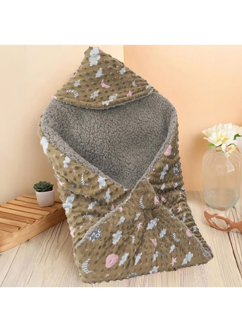 Florida All Season Hooded Baby Blanket Swaddler Wrapper Flannel Soft and Comfortable for New Born Baby Girls and Boys-Wrap Brown
