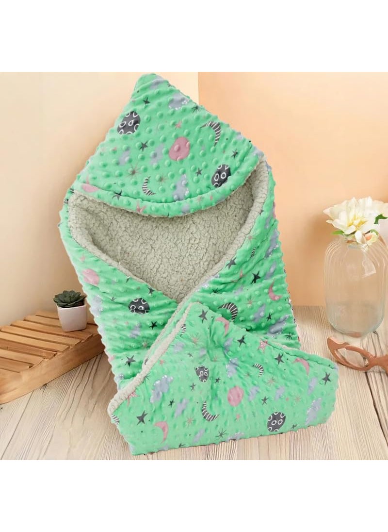 Florida All Season Hooded Baby Blanket Swaddler Wrapper Flannel Soft and Comfortable for New Born Baby Girls and Boys-Wrap Sea Green