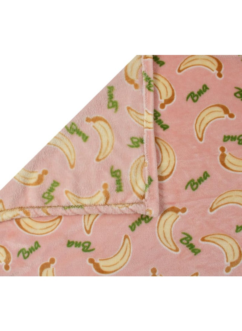 Florida All Season AC Baby Blanket Swaddler Wrapper Flannel Soft and Comfortable for 0-5 Years Babies with Banana Print-Banana Peach