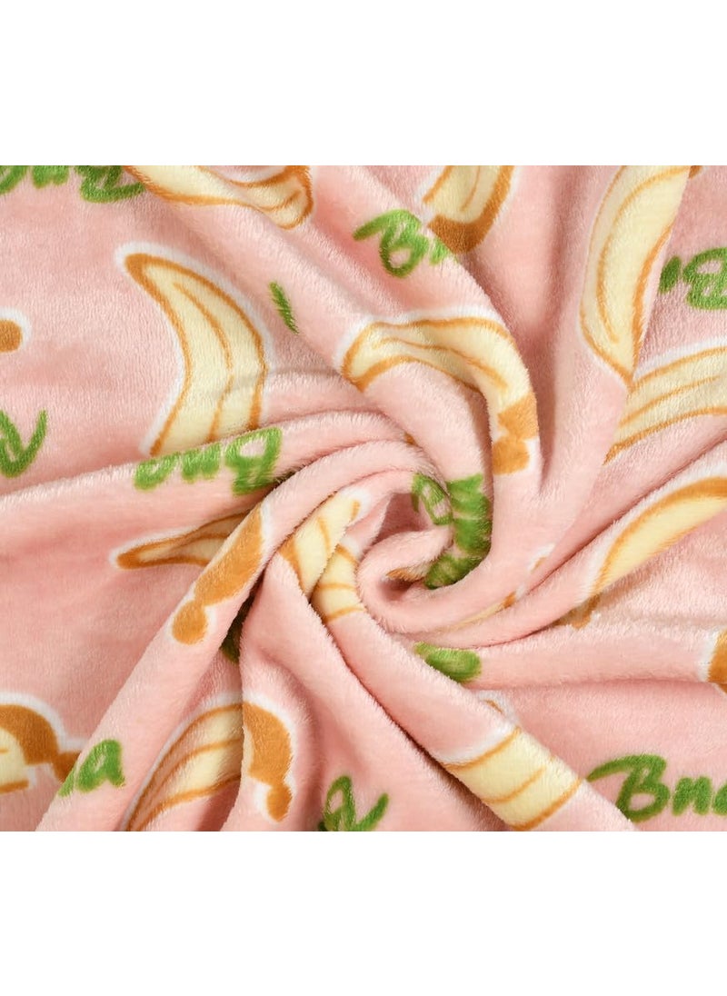 Florida All Season AC Baby Blanket Swaddler Wrapper Flannel Soft and Comfortable for 0-5 Years Babies with Banana Print-Banana Peach