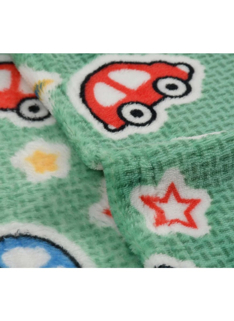 Florida All Season AC Baby Blanket Swaddler Wrapper Flannel Soft and Comfortable for 0-5 Years Babies with Car Print-Car Green