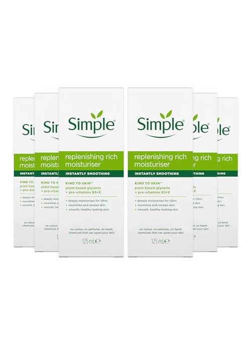 6 x Simple Kind to Skin Replenishing Rich Moisturiser 125ml