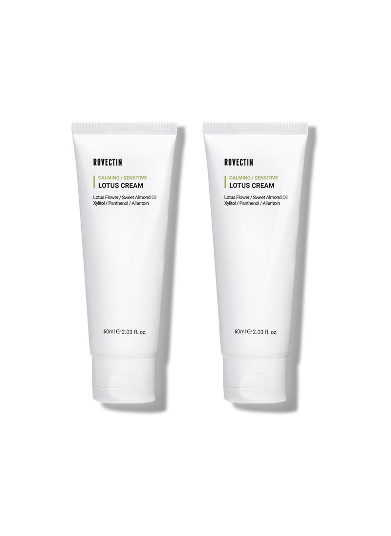 ROVECTIN Calming Lotus Water Cream  Lightweight Face Moisturizer for Oily Combination Skin  75 Lotus Water Extract For Skin Purifying AntiAging  Vegan Korean Skincare 21 floz 2 Pack